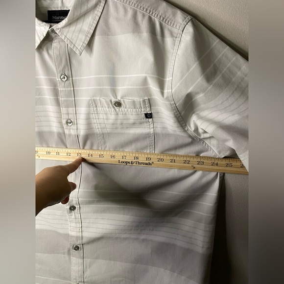 Marmot short sleeve button down XL men grey white stripes - Picture 8 of 11